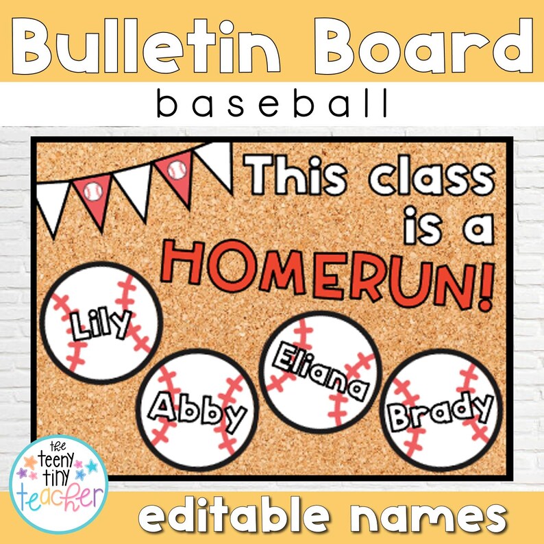 Classroom Bulletin Board Editable Set - Baseball Homerun - Etsy