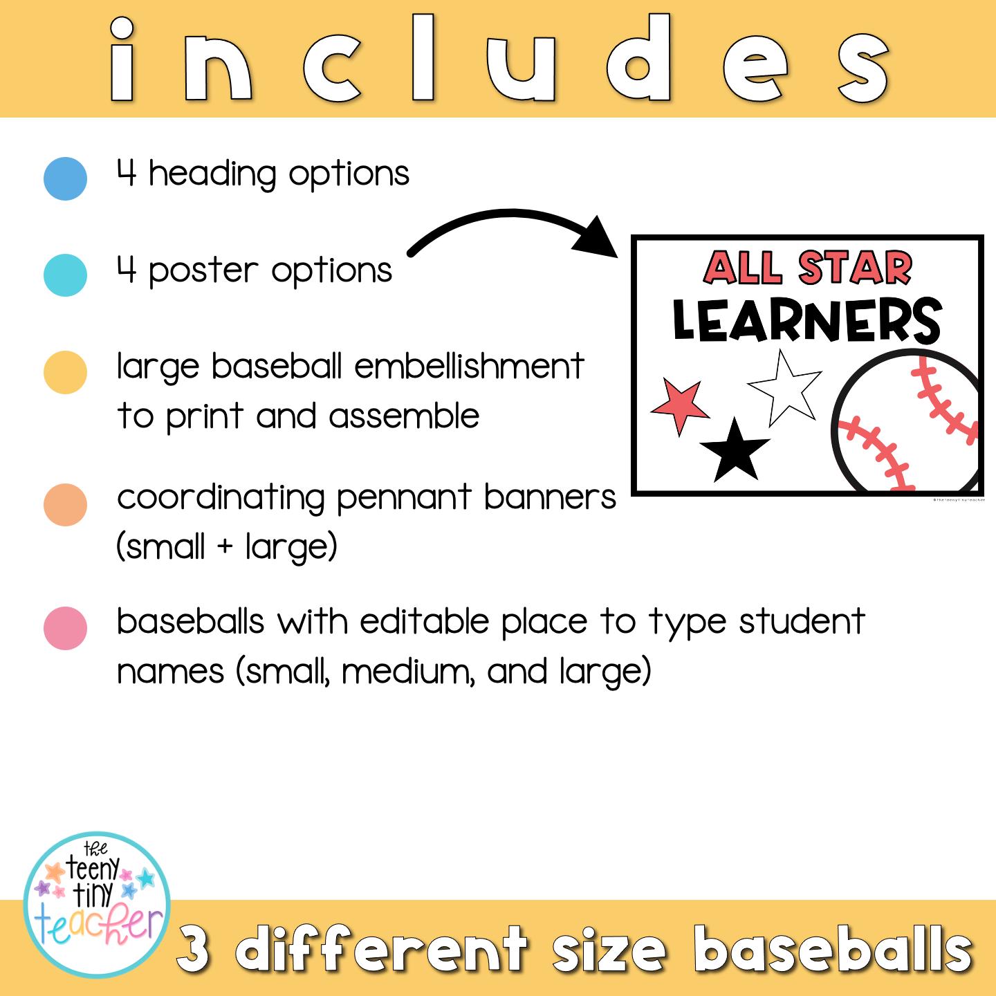 Classroom Bulletin Board Editable Set - Baseball Homerun - Etsy