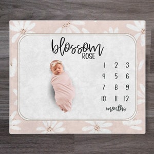 milestone blanket, girl milestone blanket, baby girl milestone blanket, pink milestone blanket, floral, baby milestone blanket, baby girl