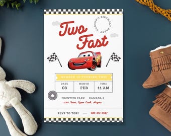 cars birthday invitation, cars birthday invitation template, two fast birthday invitation, two fast boy birthday