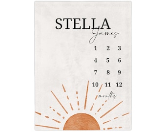 milestone blanket, girl milestone blanket, milestone blanket girl, baby girl milestone blanket, baby milestone blanket, sun, retro