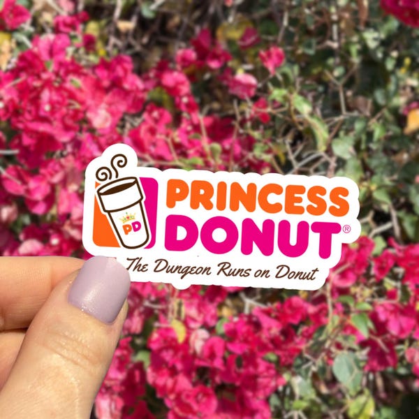 Princesa donut, pegatina de princesa donut, pegatina de Carl de Dungeon Crawler, pegatina de Carl de Dungeon Crawler, pegatina de "No me romperás", donut maldito