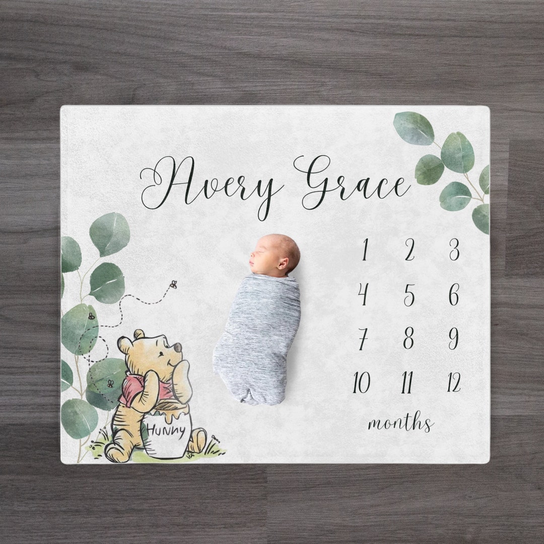 Winnie the Pooh Milestone Blanket, Winnie the Pooh Baby Shower, Winnie