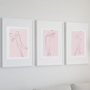 Volleyball Line Art, Set of 3 Digital Downloads, High Quality Volleyball Prints
