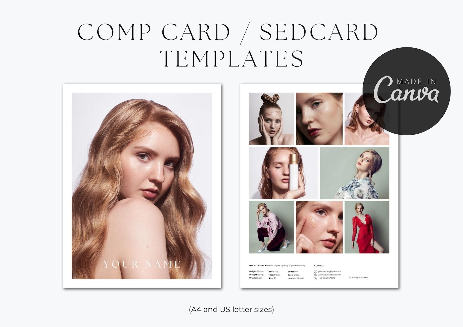 Setcard Example Modeling Model Comp Card / Sedcard for Castings, Compcard Sedcard for ...