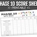 Phase 10 Printable Score Sheet