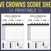 Five Crowns Score Sheet, Printable Score Sheet, Digital, Instant ...