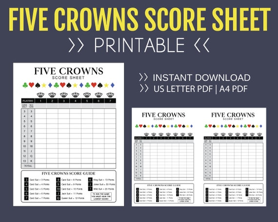 Five Crowns Score Sheets Graphic by OB Design · Creative Fabrica