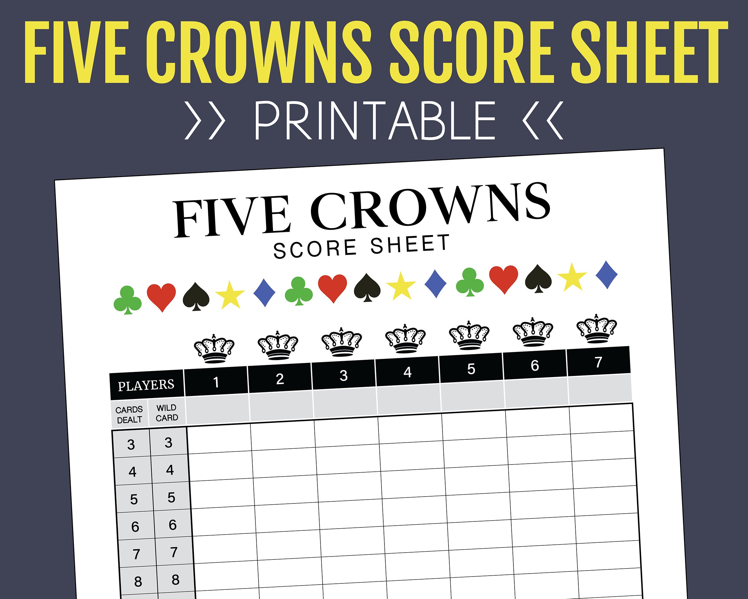 Sunrain Five Crowns Card Game Jogo de Cartas Familiar - Jogos