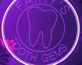 Decoración de pared de neón LED personalizada para artistas de gemas dentales