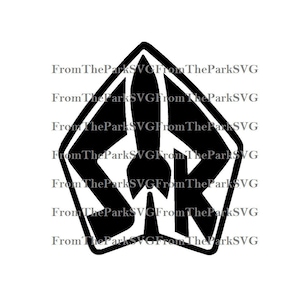 Puede incluir: Diseño gráfico en blanco y negro de un cohete dentro de una forma geométrica. El texto "SRK" está dentro de la forma.