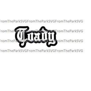 May include: Black and white graphic design of the word "Tuady" in a gothic font style.