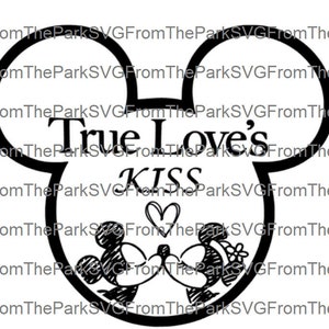Mickey Minnie Sketch Style True Love's Kiss Hearts Valentines Day Wedding Couple Archivo digital Descarga / SVG / PDF / DXF