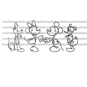 Archivo digital de dibujo de Mickey Minnie Daisy Pluto de Rivera Art para descargar / SVG / PDF / DXF