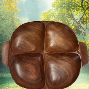 Wooden Dry Fruit Tray, Four Sections, Ideal For Nuts Or Any Snack, Great For Decor Or Gift