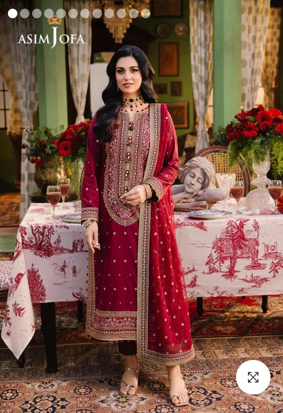 open lace back dress ASIM JOFA MEHR O MAH 05 – The Zaibai main image 1