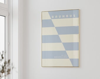 Ljusblå Bauhaus-affisch, Bauhaus grafisk designtryck, 60-tals vintagetryck, minimalistisk affisch, blått Bauhaus geometriskt tryck, retro väggkonst