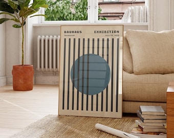 Cartel de la exposición del Círculo Azul de la Bauhaus, lámina de arte moderno de mediados de siglo.