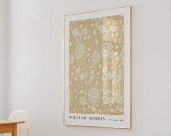 Lámina de tulipanes silvestres de William Morris, arte mural floral vintage