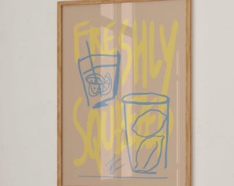 Limonade Küche Poster, minimalistische Lebensmittel Illustration