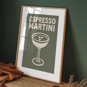 Póster de martini espresso, arte mural con alcohol, póster, arte de carrito de bar, póster de cócteles, impresión "Sigan viniendo", póster de carrito de bar de moda, arte de cócteles