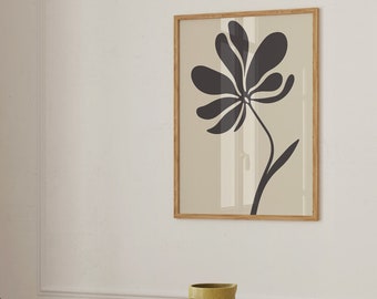 abstract flower print, muted colors, neutral botanical poster, abstract flower market wall art, dark aesthetic home decor, floral art print