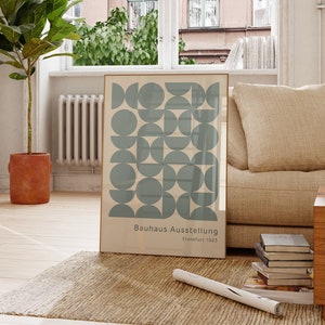Poster Bauhaus Turquoise, Stampa geometrica Bauhaus, Arte di metà secolo, Stampa moderna, Poster minimalista vintage anni '60, Arte murale geometrica retrò