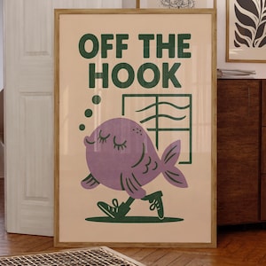 Fisch Poster, Niedliches Poster, Fisch Poster, Trendige Wandkunst, Zitat, minimalistisches Poster, Kinderzimmer Druck, Cartoonish Poster, Baby-Dusche-Geschenk