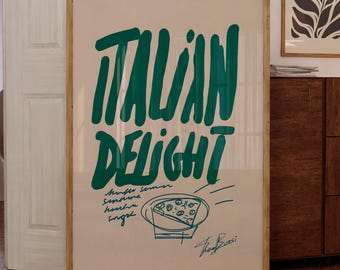 Italienisches Pizza Poster, trendige Küchenwandkunst
