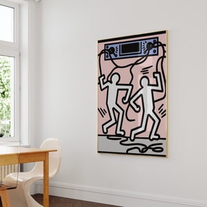 Famous Poster, Dancing Print, Pastel Minimalist Poster, Mid-Century Keith Haring Inspired Wall Art, Colored Home Decor Galery Art, Music