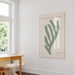 Poster verde Matisse, stampa di ritagli vintage, poster minimalista neutro, poster verde Matisse Papiers Découpés Wall Art, Home Decor Wall Art
