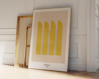 Manifesto giallo della mostra Bauhaus del 1923, stampa artistica astratta geometrica