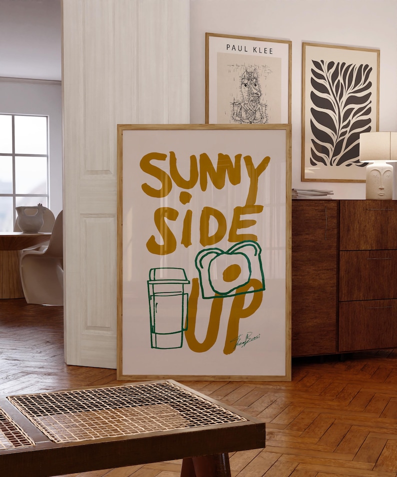 breakfast wall art, funny kitchen poster, egg toast illustration, coffee print, sunny side up wall art, retro breakfast poster, quirky food wall decor, positive quote poster, kitchen art, morning print, food quote poster, vintage print, aesthetic wall art, cafe decor print, modern kitchen wall art, cozy home print, foodie gift idea, uplifting breakfast art, modern kitchen print, inspirational quote, morning routine poster, minimalist kitchen decor, funky wall art, bold food illustration