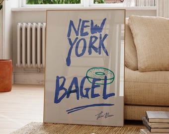 New York Bagel Illustration, Küchen Wand Kunstdruck