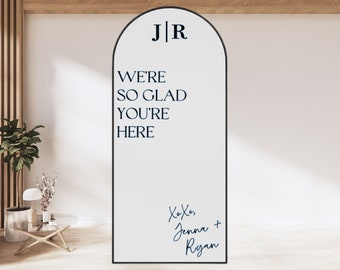 We're So Glad You're Here - Custom Wedding Selfie Mirror / Wall Decal