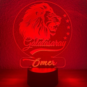 GALATASARAY LED Lamp, (Galatasaray, Lion, Löwe, Aslan, Champion) Personalized