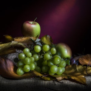 Tarjeta de felicitación de fotografía de bellas artes - Manzanas y uvas