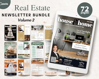 REAL ESTATE NEWSLETTER Bundle, Real Estate Farming, Newsletter Template, Real Estate Marketing, Realtor, Canva Template, Mailers, Email