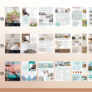 May include: A magazine cover with the title "House & Home" and the text "April Newsletter". The cover features a woman in a pink dress and a basket of Easter eggs.