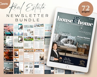 REAL ESTATE NEWSLETTER Bundle, Real Estate Farming, Newsletter Template, Real Estate Marketing, Realtor Farming, Canva template