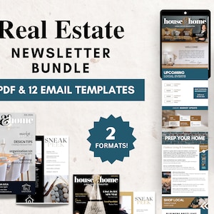 REAL ESTATE NEWSLETTER Bundle | Email Marketing | Real Estate Farming | Newsletter Template | Real Estate Marketing | Canva | Realtor Email