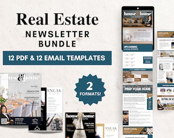 REAL ESTATE NEWSLETTER Bundle | Email Marketing | Real Estate Farming | Newsletter Template | Real Estate Marketing | Canva | Realtor Email