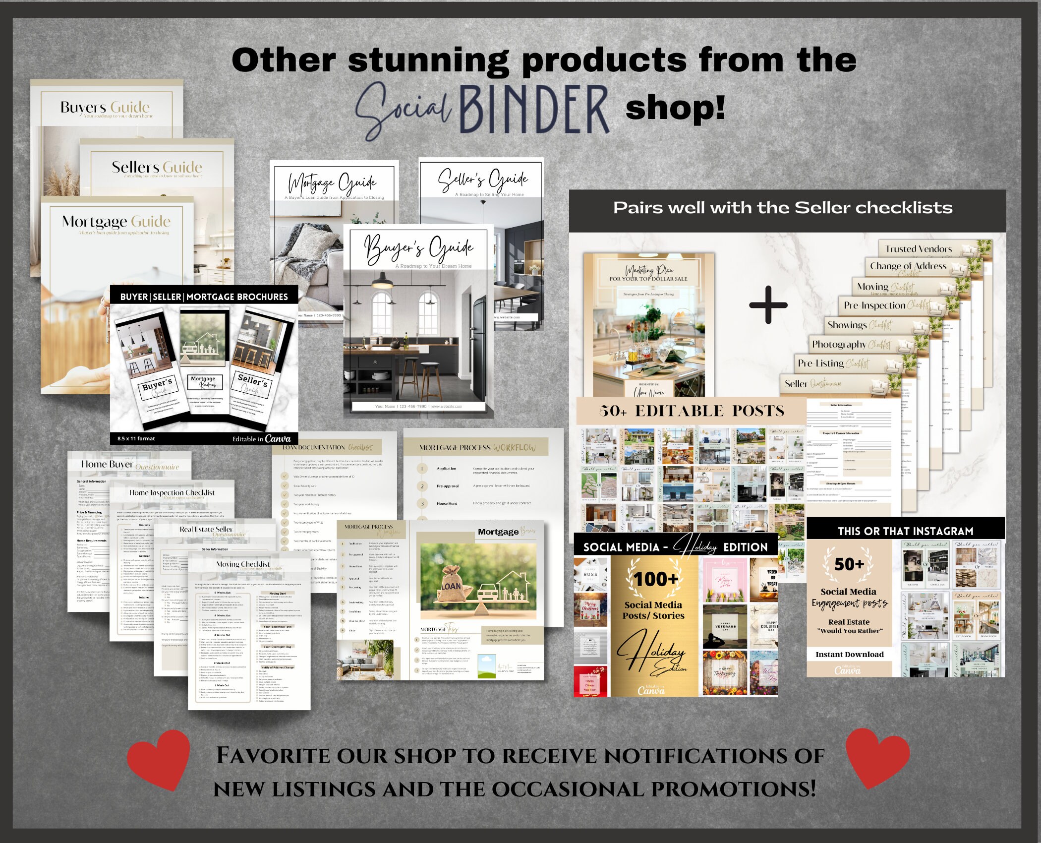 Real Estate BUYER | SELLER | RENTER Checklist Bundle | Canva Template ...