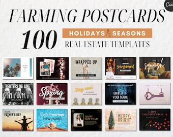 Real Estate SEASONAL & HOLIDAY POSTCARDS | Mailer Marketing | Farming Postcard | Agent Marketing | Canva Template | Prospecting
