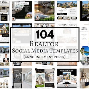 Real Estate Social Media Posts | Instagram and Facebook Templates | Real Estate Marketing | Canva Templates | Announcement Posts