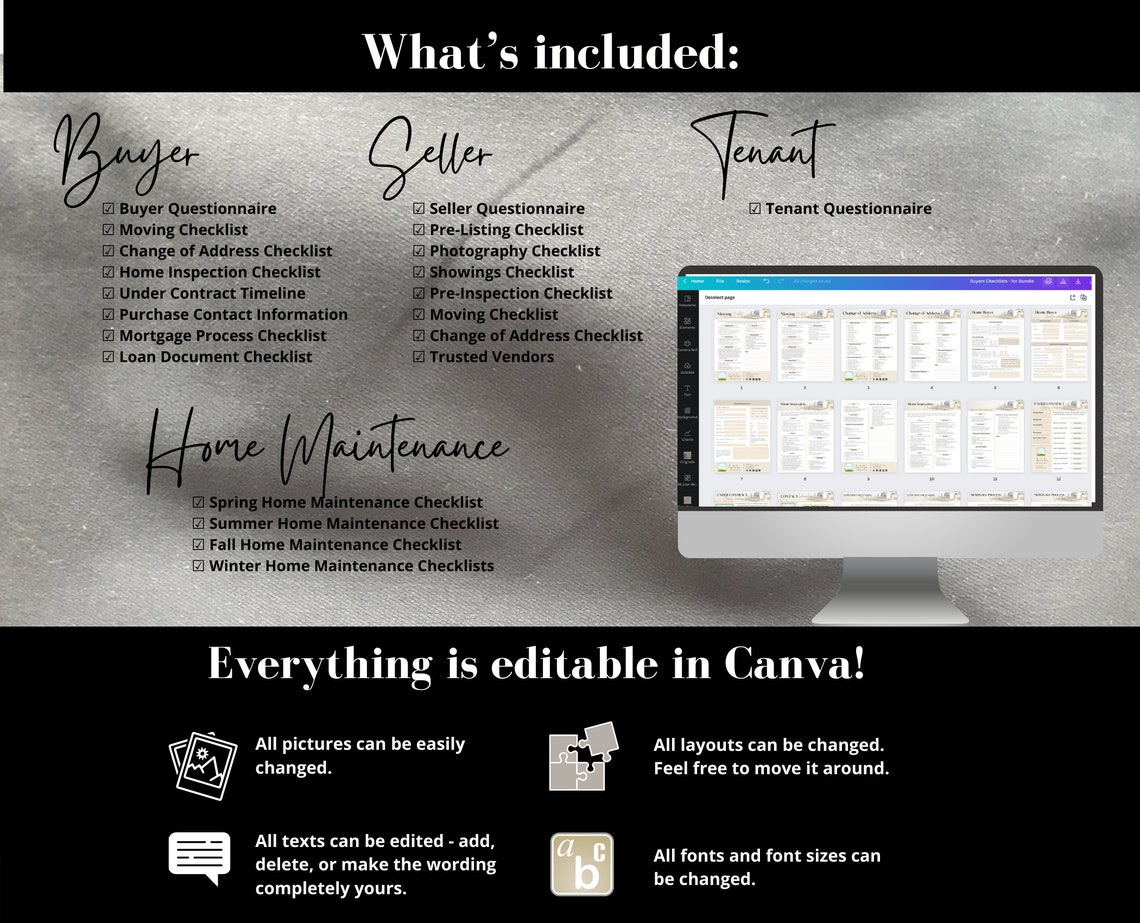 Real Estate BUYER | SELLER | RENTER Checklist Bundle | Canva Template ...