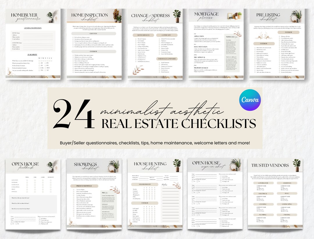 Real Estate BUYER and SELLER Checklist Bundle | Canva Template ...
