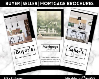 Real Estate Buyer, Seller and Mortgage Brochure Bundle | Canva Template