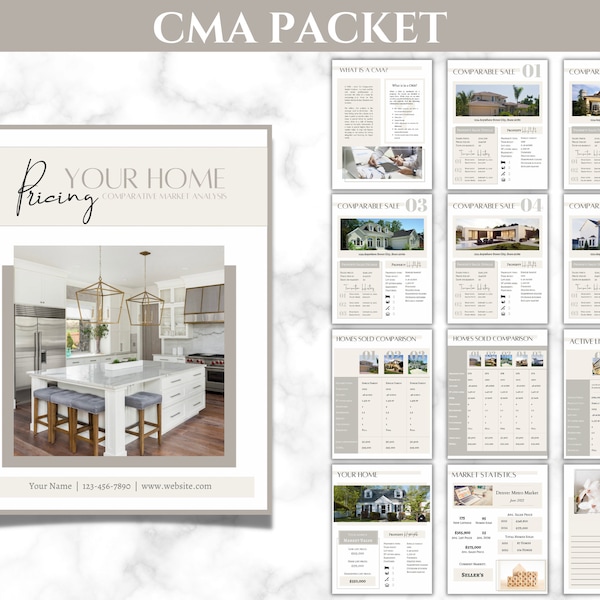 Immobilien CMA Paket | Vergleichende Marktanalyse | Canva Template | Makler CMA Paket | Immobilienmarketing