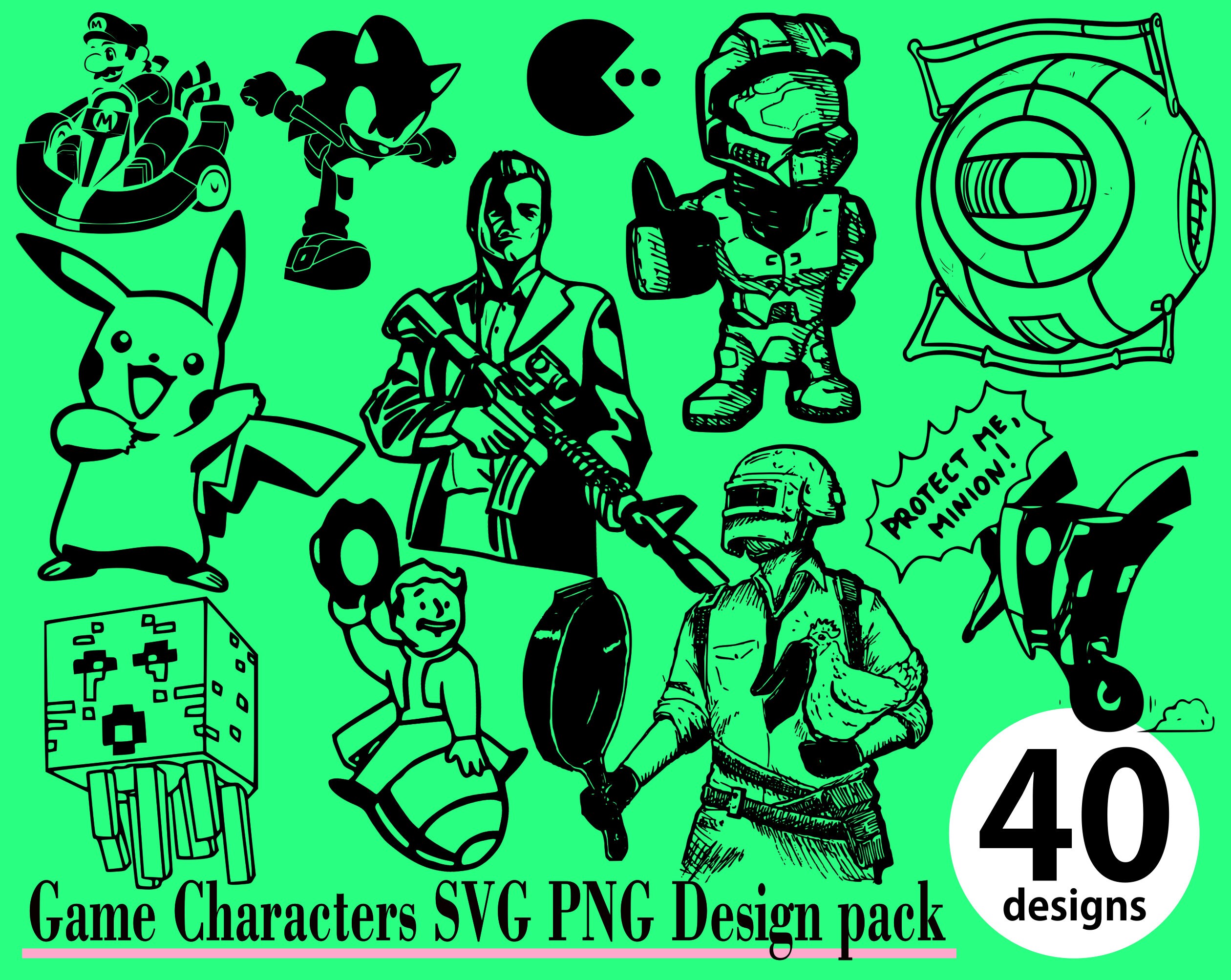 Video Game Characters SVG PNG 40 Design Pack 90s Oldschool - Etsy